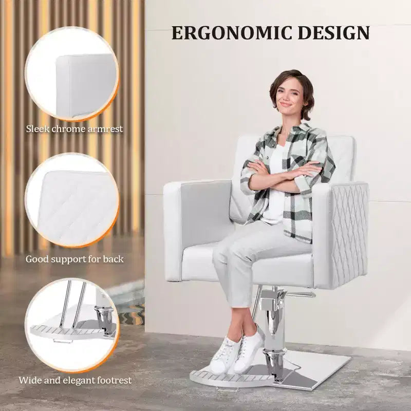 Hydraulischer Hochleistungs-Friseurstuhl mit breiter Sitzfläche, Braun