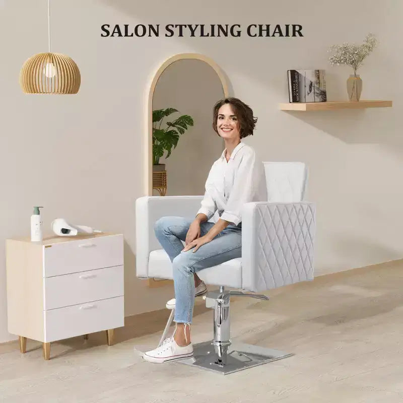 Hydraulischer Hochleistungs-Friseurstuhl mit breiter Sitzfläche, Braun