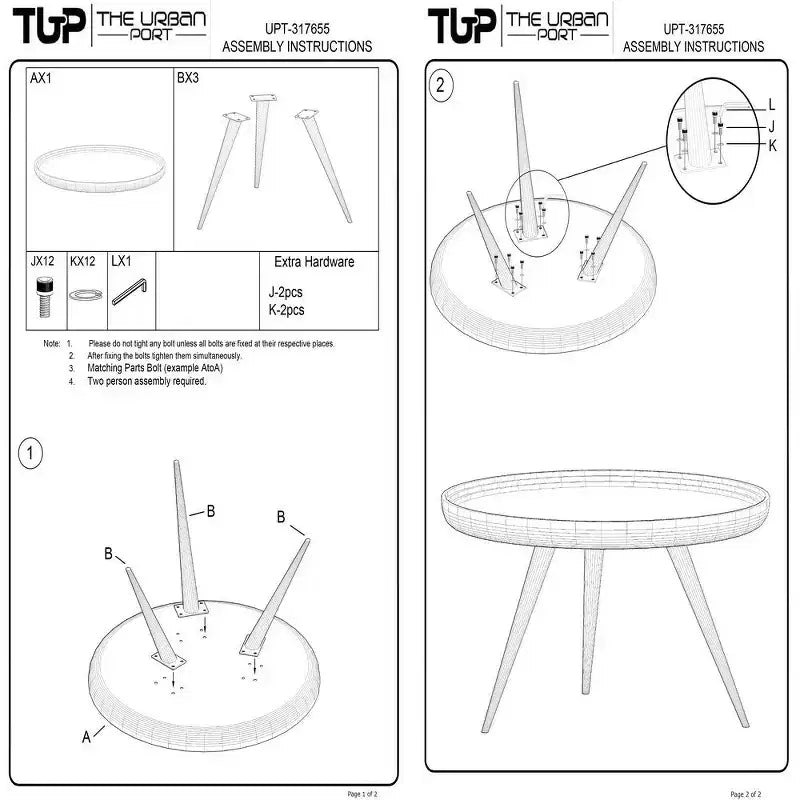Couchtisch mit rundem Tablett, handgefertigt, gewaschenes weißes Mangoholz, 76 cm