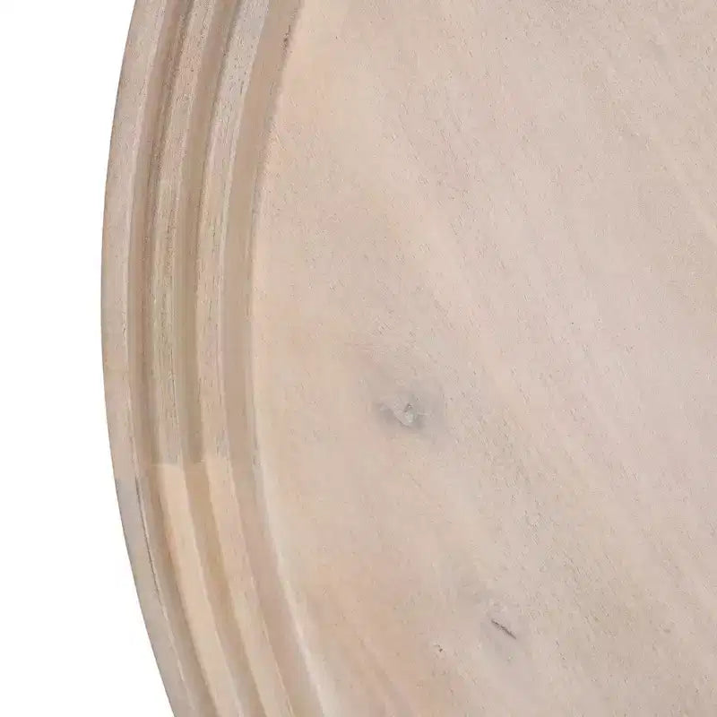 Couchtisch mit rundem Tablett, handgefertigt, gewaschenes weißes Mangoholz, 76 cm