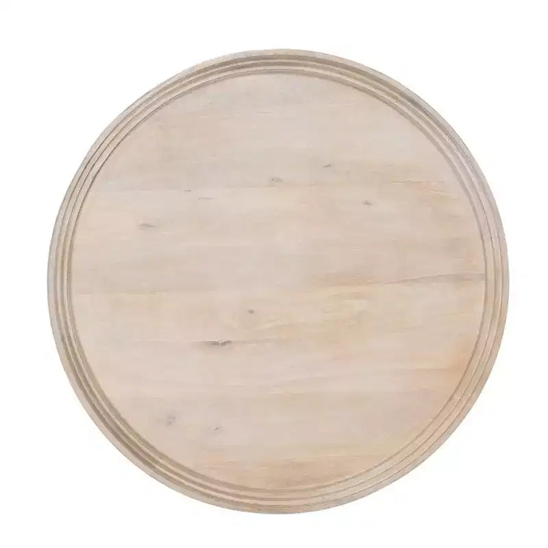 Couchtisch mit rundem Tablett, handgefertigt, gewaschenes weißes Mangoholz, 76 cm