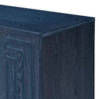 4-türiger Vintage Aufbewahrungsschrank Retro Sideboard Holz Buffet Schrank Akzent Sideboard mit verstellbaren Einlegeböden, Antik Marineblau/Schwarz
