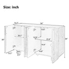 4-türiger Vintage Aufbewahrungsschrank Retro Sideboard Holz Buffet Schrank Akzent Sideboard mit verstellbaren Einlegeböden, Antik Marineblau/Schwarz
