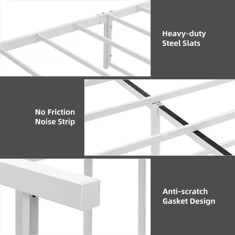 Dreieckige Plattenbett, Hochleistungs-Stahllamellenunterstützung, 4 Schubladen mit 170 Litern Stauraum, Kratzfestes und Geräuschloses Design