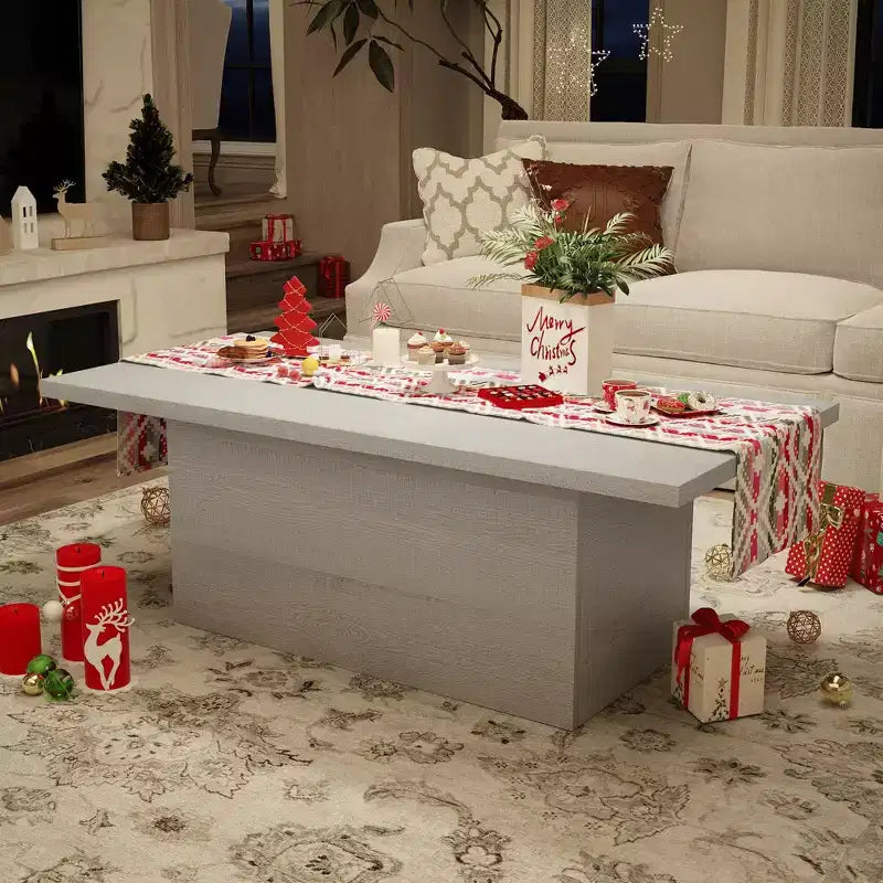 Rechteckiger Couchtisch, 47,25 Zoll Moderner Couchtisch aus Massivholz, Hölzerner Landhaus-Rustikaler Cocktailtisch