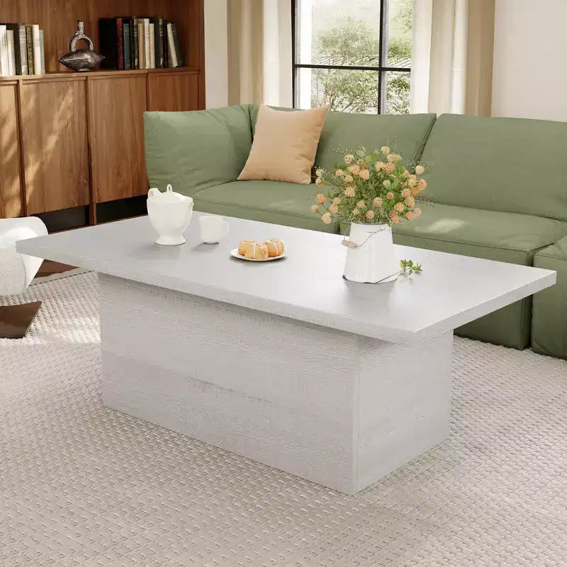 Rechteckiger Couchtisch, 47,25 Zoll Moderner Couchtisch aus Massivholz, Hölzerner Landhaus-Rustikaler Cocktailtisch