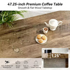 Rechteckiger Couchtisch, 47,25 Zoll Moderner Couchtisch aus Massivholz, Hölzerner Landhaus-Rustikaler Cocktailtisch