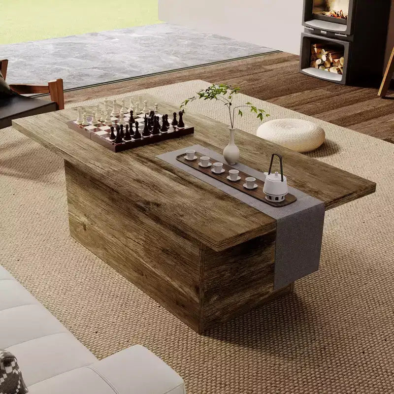 Rechteckiger Couchtisch, 47,25 Zoll Moderner Couchtisch aus Massivholz, Hölzerner Landhaus-Rustikaler Cocktailtisch