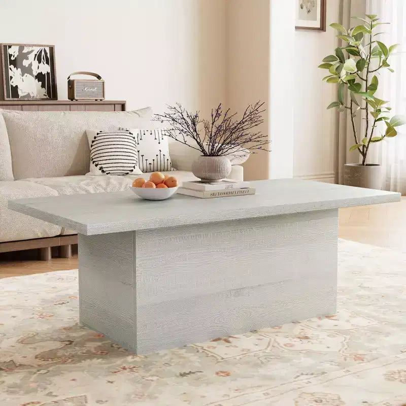 Rechteckiger Couchtisch, 47,25 Zoll Moderner Couchtisch aus Massivholz, Hölzerner Landhaus-Rustikaler Cocktailtisch