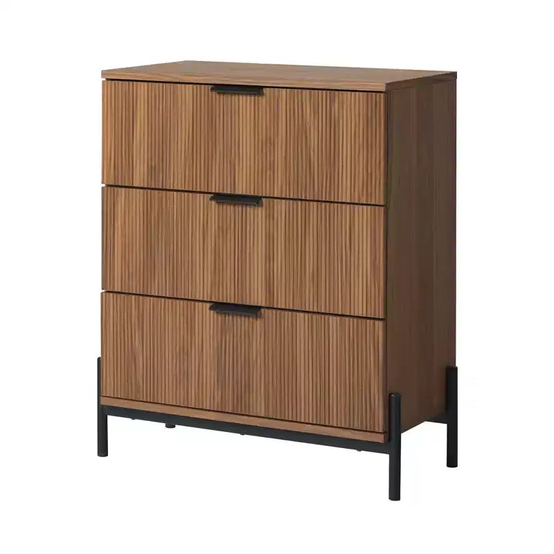 Mid-Century Nachttische 3-Schubladen-Kommode Massivholz, Aufbewahrungsschrank Schubladen Beistelltisch Nachttisch für Schlafzimmer/Wohnzimmer/Flur