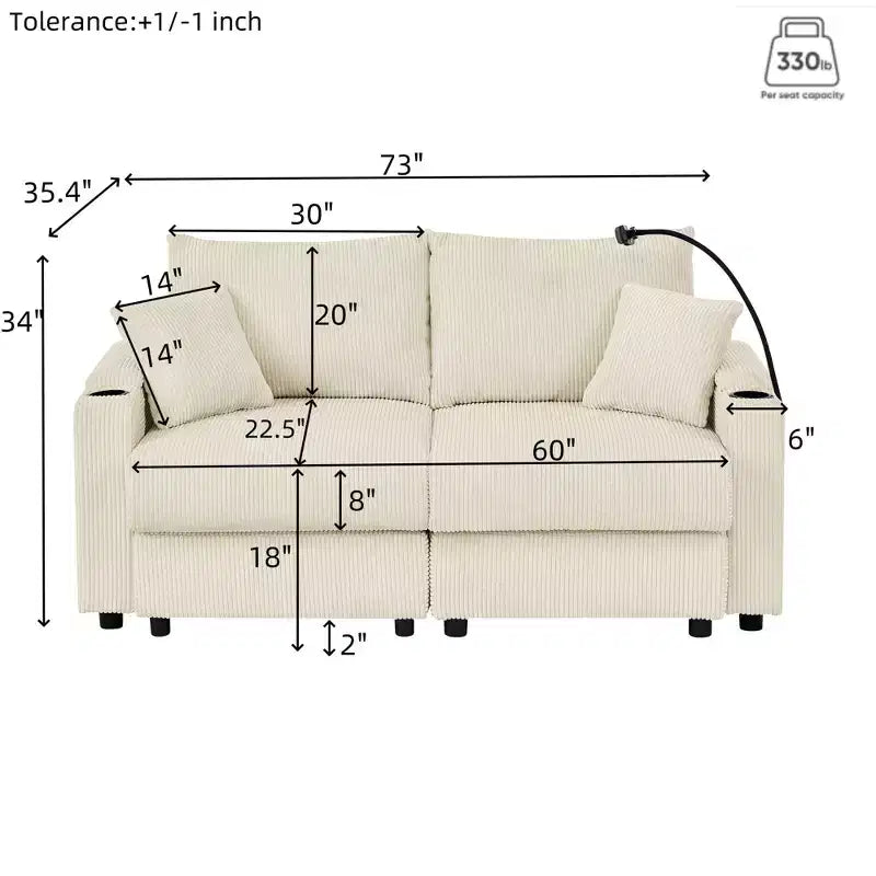 Modernes ausziehbares Schlafsofa 54.33 Cabrio Loveseat Schlafsofa Futon mit 3 Längen & verstellbarer Rückenlehne für das Wohnzimmer