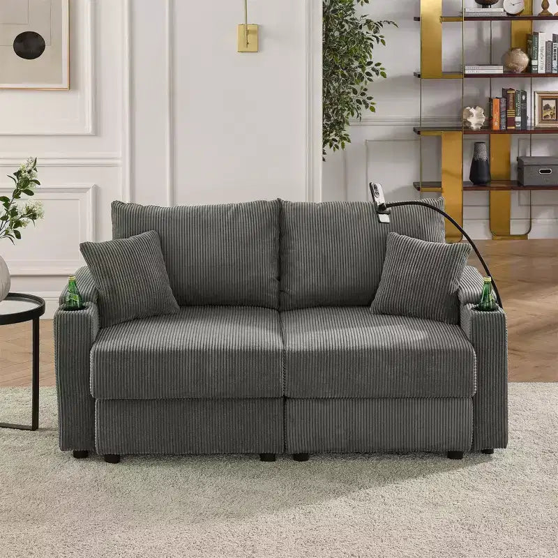 Modernes ausziehbares Schlafsofa 54.33 Cabrio Loveseat Schlafsofa Futon mit 3 Längen & verstellbarer Rückenlehne für das Wohnzimmer