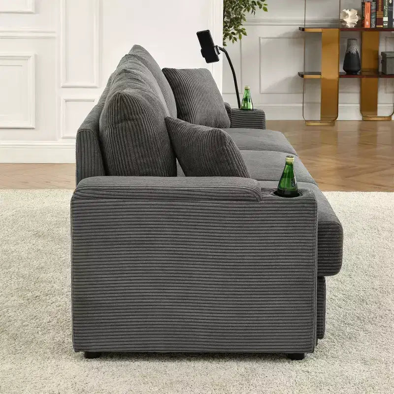 Modernes ausziehbares Schlafsofa 54.33 Cabrio Loveseat Schlafsofa Futon mit 3 Längen & verstellbarer Rückenlehne für das Wohnzimmer