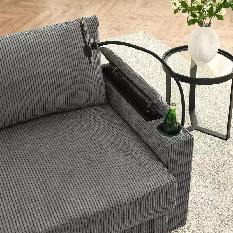 Modernes ausziehbares Schlafsofa 54.33 Cabrio Loveseat Schlafsofa Futon mit 3 Längen & verstellbarer Rückenlehne für das Wohnzimmer