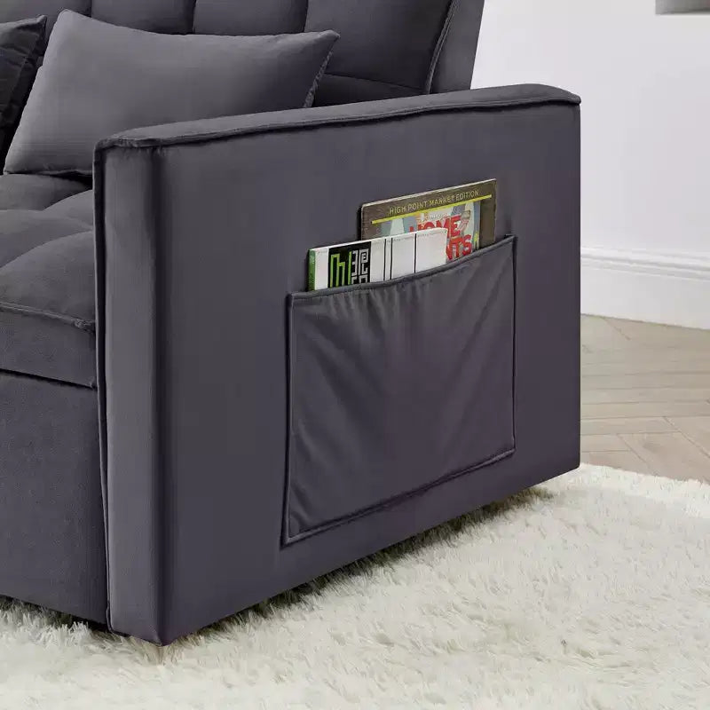 Modernes ausziehbares Schlafsofa 54.33 Cabrio Loveseat Schlafsofa Futon mit 3 Längen & verstellbarer Rückenlehne für das Wohnzimmer