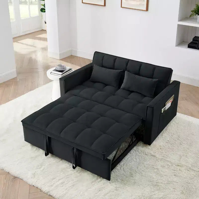 Modernes ausziehbares Schlafsofa 54.33 Cabrio Loveseat Schlafsofa Futon mit 3 Längen & verstellbarer Rückenlehne für das Wohnzimmer