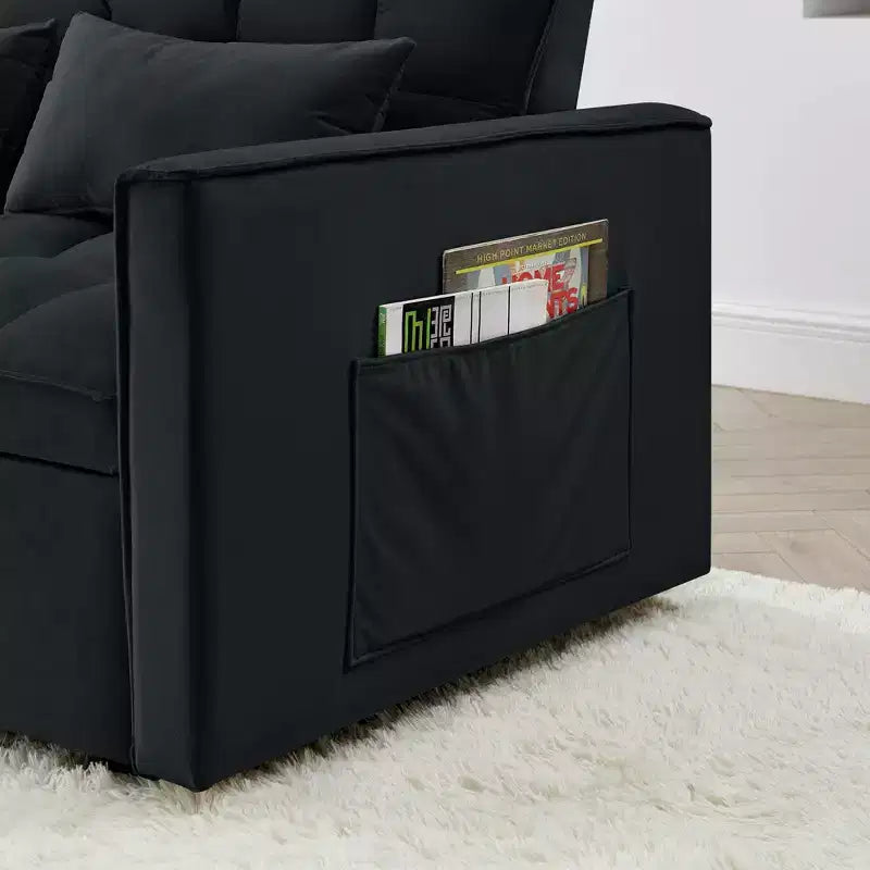 Modernes ausziehbares Schlafsofa 54.33 Cabrio Loveseat Schlafsofa Futon mit 3 Längen & verstellbarer Rückenlehne für das Wohnzimmer