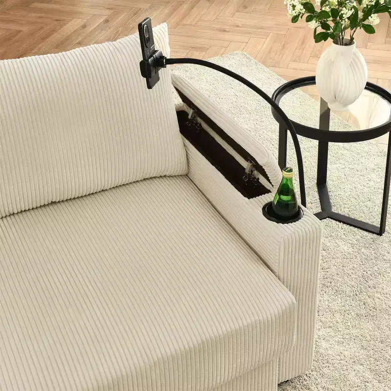 Modernes ausziehbares Schlafsofa 54.33 Cabrio Loveseat Schlafsofa Futon mit 3 Längen & verstellbarer Rückenlehne für das Wohnzimmer