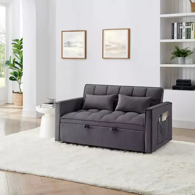 Modernes ausziehbares Schlafsofa 54.33 Cabrio Loveseat Schlafsofa Futon mit 3 Längen & verstellbarer Rückenlehne für das Wohnzimmer