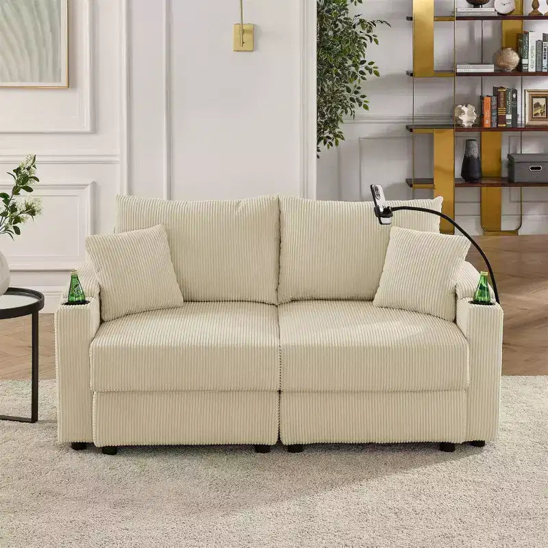 Modernes ausziehbares Schlafsofa 54.33 Cabrio Loveseat Schlafsofa Futon mit 3 Längen & verstellbarer Rückenlehne für das Wohnzimmer