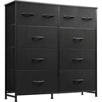 Kommode für Schlafzimmer mit 10 Schubladen, breite Stoffkommode zur Aufbewahrung und Organisation, Schubladenkommode für Wohnzimmer, Flur, Kleiderschrank, Schwarz
