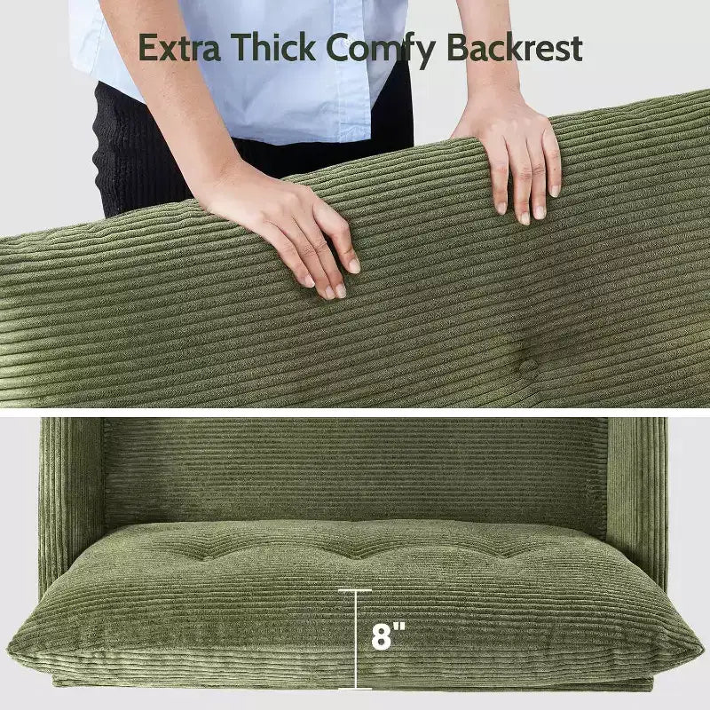 50'' Cord-Sofa, bequemes kleines Sofa für das Wohnzimmer mit tiefer Sitzfläche und Federpolstern, Massivholzrahmen, werkzeuglose Montage