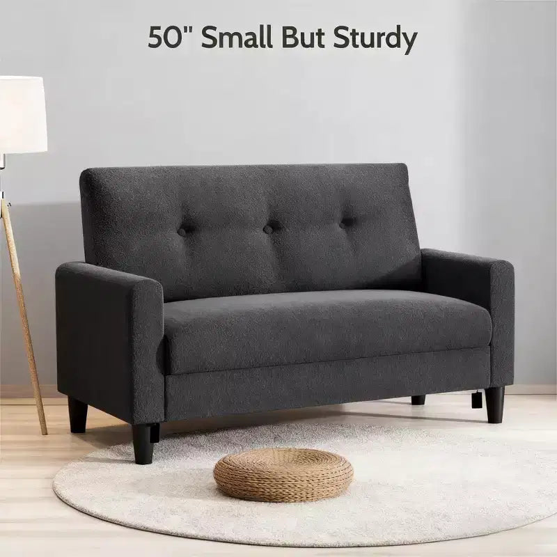50'' Cord-Sofa, bequemes kleines Sofa für das Wohnzimmer mit tiefer Sitzfläche und Federpolstern, Massivholzrahmen, werkzeuglose Montage