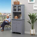 GDFStudio Duyio Modern 65 Wooden Kitchen Pantry Storage Cabinet with Glass Doors and Drawer