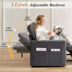42,5 Zoll 3-in-1 Schlafsofa, wandelbarer Sessel mit ausziehbarem Bett, verstellbarer Rückenlehne, Seitentaschen