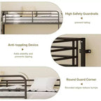 Etagenbett Full-over-Full umwandelbar, mit 2 Schubladen, USB-Ladestation, LED-Beleuchtung, kein Boxspringbett erforderlich, Metall, schwarz