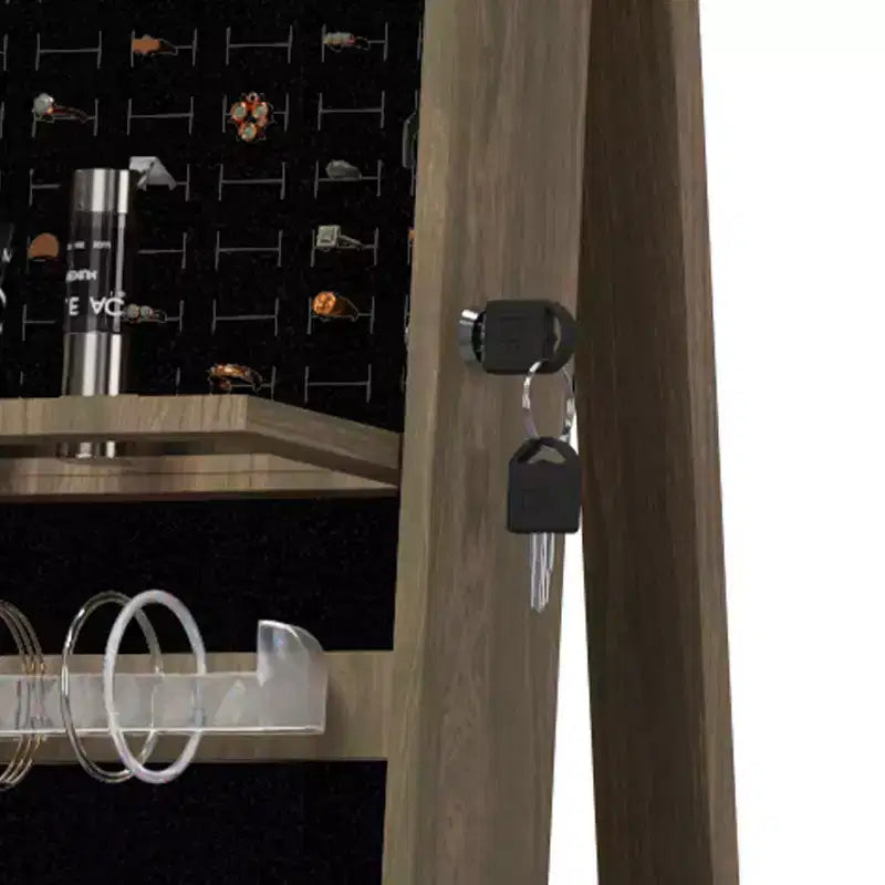 360° drehbarer Schmuckschrank mit Ganzkörperspiegel, drehbarer Standspiegel, freistehender Ganzkörper-Schmuckschrank-Organizer