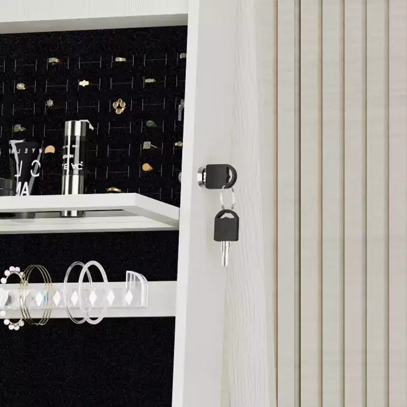 360° drehbarer Schmuckschrank mit Ganzkörperspiegel, drehbarer Standspiegel, freistehender Ganzkörper-Schmuckschrank-Organizer