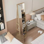 360° drehbarer Schmuckschrank mit Ganzkörperspiegel, drehbarer Standspiegel, freistehender Ganzkörper-Schmuckschrank-Organizer