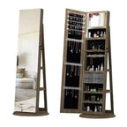 360° drehbarer Schmuckschrank mit Ganzkörperspiegel, drehbarer Standspiegel, freistehender Ganzkörper-Schmuckschrank-Organizer
