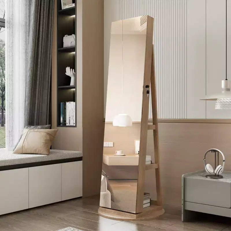 360° drehbarer Schmuckschrank mit Ganzkörperspiegel, drehbarer Standspiegel, freistehender Ganzkörper-Schmuckschrank-Organizer