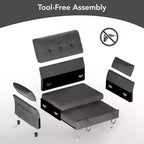 51 Zoll 3-in-1 Schlafsofa ausziehbar, umwandelbares Loveseat mit verstellbarer Rückenlehne, Chenille-Polsterung, Seitentasche