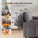 51 Zoll 3-in-1 Schlafsofa ausziehbar, umwandelbares Loveseat mit verstellbarer Rückenlehne, Chenille-Polsterung, Seitentasche