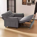 51 Zoll 3-in-1 Schlafsofa ausziehbar, umwandelbares Loveseat mit verstellbarer Rückenlehne, Chenille-Polsterung, Seitentasche