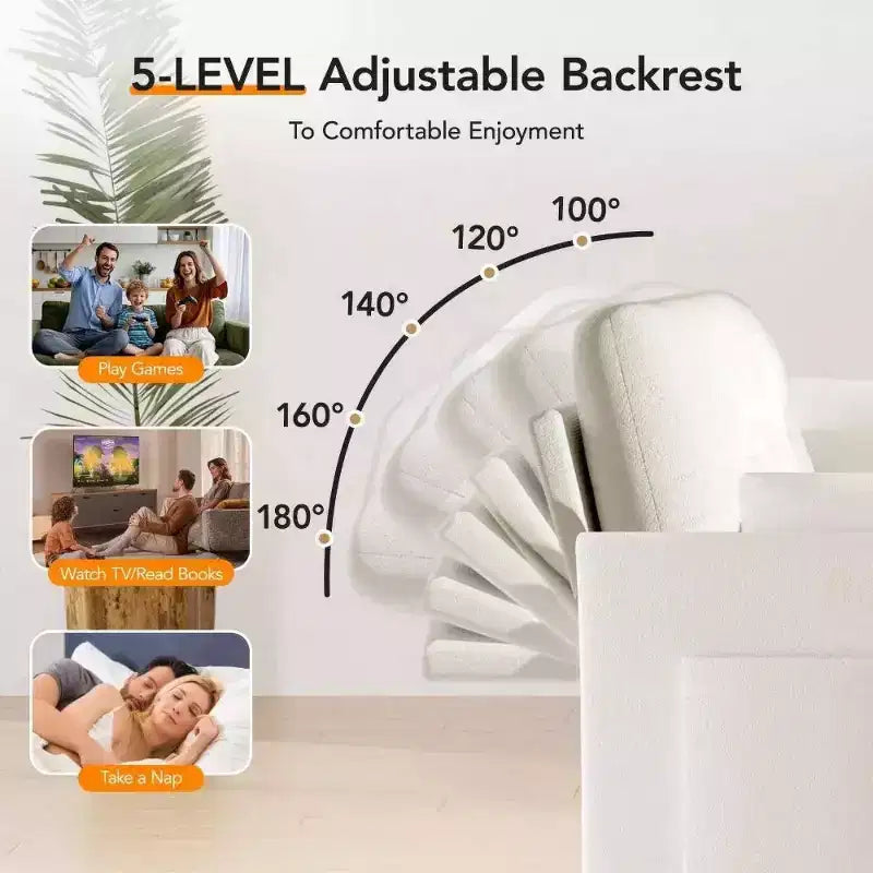 51 Zoll 3-in-1 Schlafsofa ausziehbar, umwandelbares Loveseat mit verstellbarer Rückenlehne, Chenille-Polsterung, Seitentasche