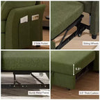 51 Zoll 3-in-1 Schlafsofa ausziehbar, umwandelbares Loveseat mit verstellbarer Rückenlehne, Chenille-Polsterung, Seitentasche