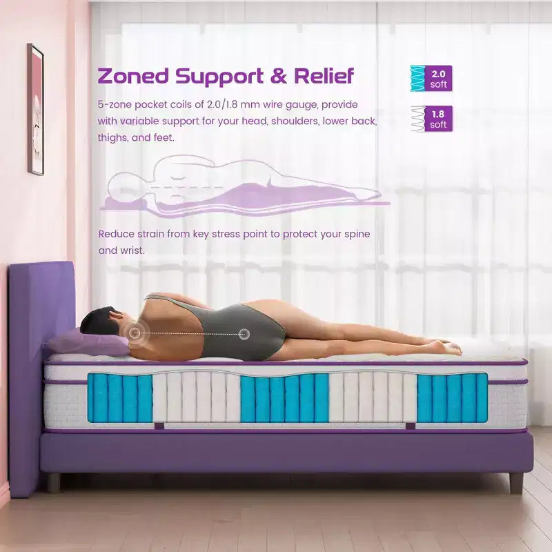 8-Zoll-Euro-Top-Memory-Foam-Federkern-Hybridmatratze – Kompatibel mit Plattformbett, Boxspringbett oder Lattenrost
