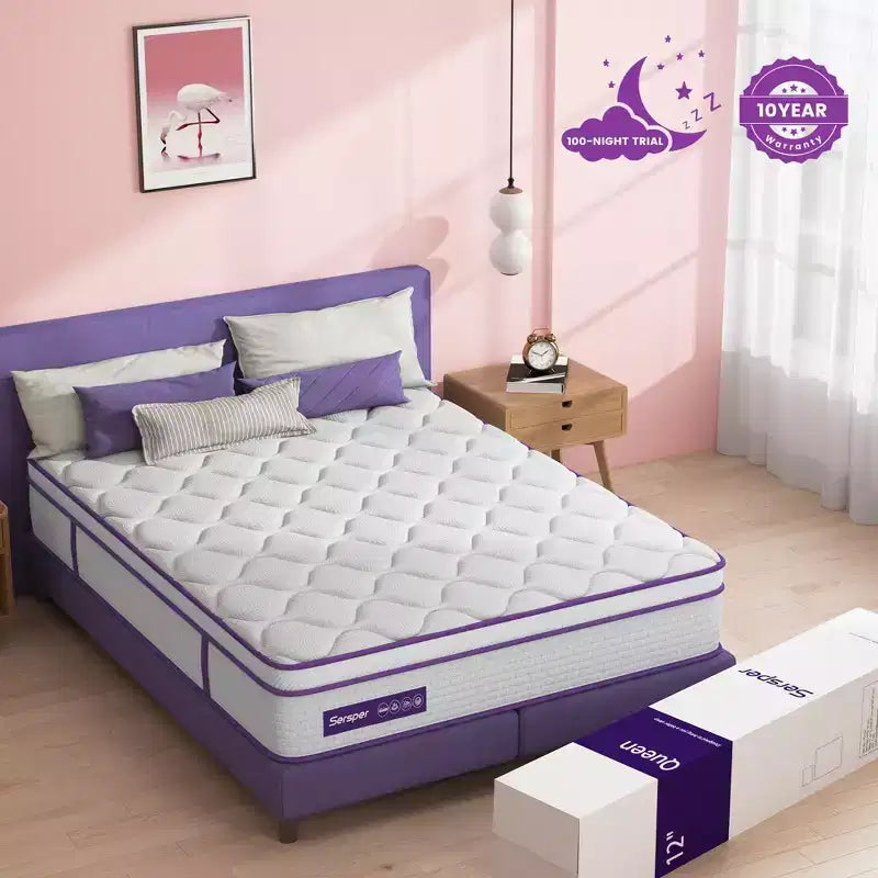 8-Zoll-Euro-Top-Memory-Foam-Federkern-Hybridmatratze – Kompatibel mit Plattformbett, Boxspringbett oder Lattenrost