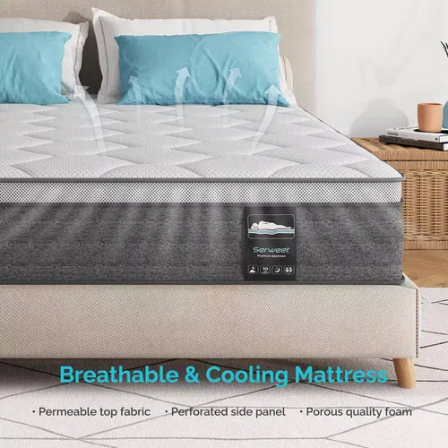 12 Zoll 5-Zonen-Matratze ohne Fiberglas – Kompatibel mit Plattformbett, Boxspringbett oder Lattenrost