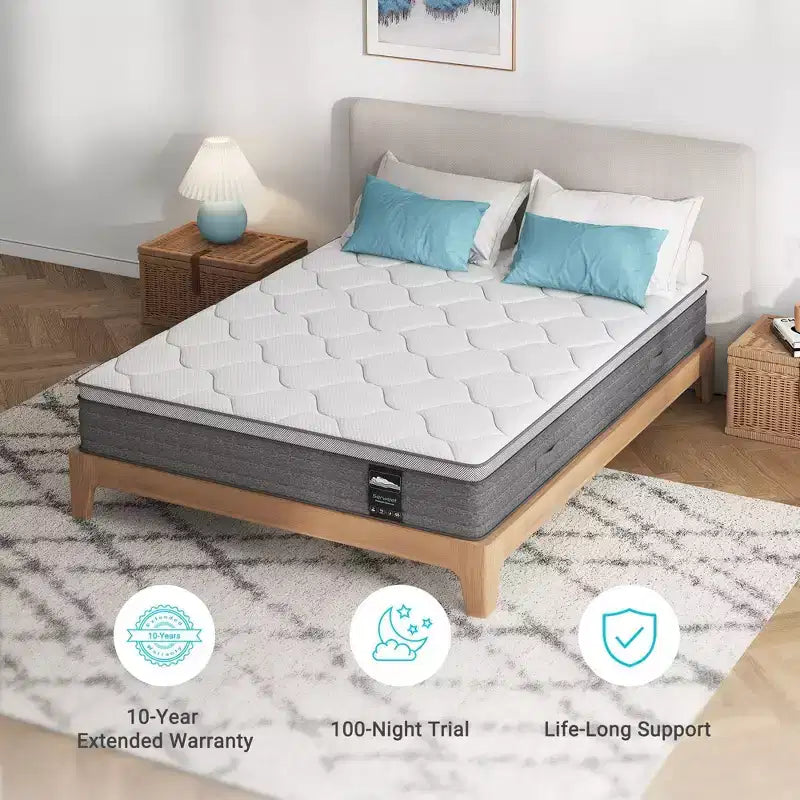12 Zoll 5-Zonen-Matratze ohne Fiberglas – Kompatibel mit Plattformbett, Boxspringbett oder Lattenrost