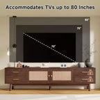 70 Zoll Mid-Century Modern TV-Ständer, geeignet für Fernseher bis 80 Zoll, mit Rollläden und eingelassenen Schubladen, für das Wohnzimmer