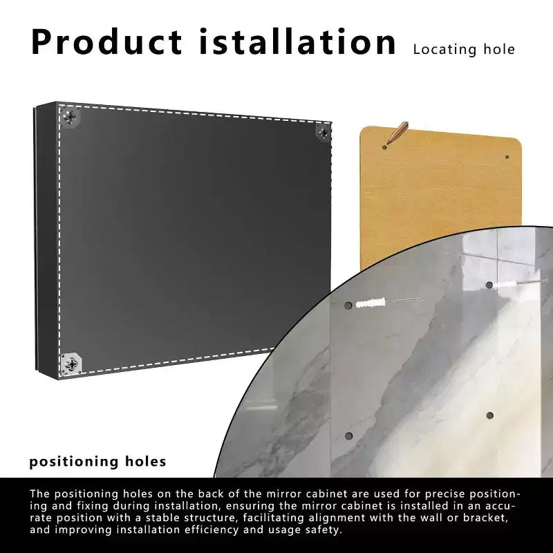 81 cm B x 61 cm H Aluminium-Spiegelschrank mit Beleuchtung, Antibeschlag, einfache Installation