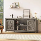 Farmhouse TV-Schrank für 75-Zoll-TV mit Scheunentüren, verstellbaren Regalböden und Aufbewahrungsschränken für das Wohnzimmer