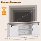 Farmhouse TV-Schrank für 75-Zoll-TV mit Scheunentüren, verstellbaren Regalböden und Aufbewahrungsschränken für das Wohnzimmer