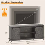 Farmhouse TV-Schrank für 75-Zoll-TV mit Scheunentüren, verstellbaren Regalböden und Aufbewahrungsschränken für das Wohnzimmer