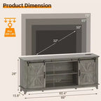 Farmhouse TV-Schrank für 75-Zoll-TV mit Scheunentüren, verstellbaren Regalböden und Aufbewahrungsschränken für das Wohnzimmer